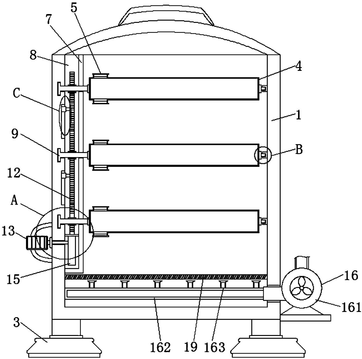 High-efficiency tea drying device