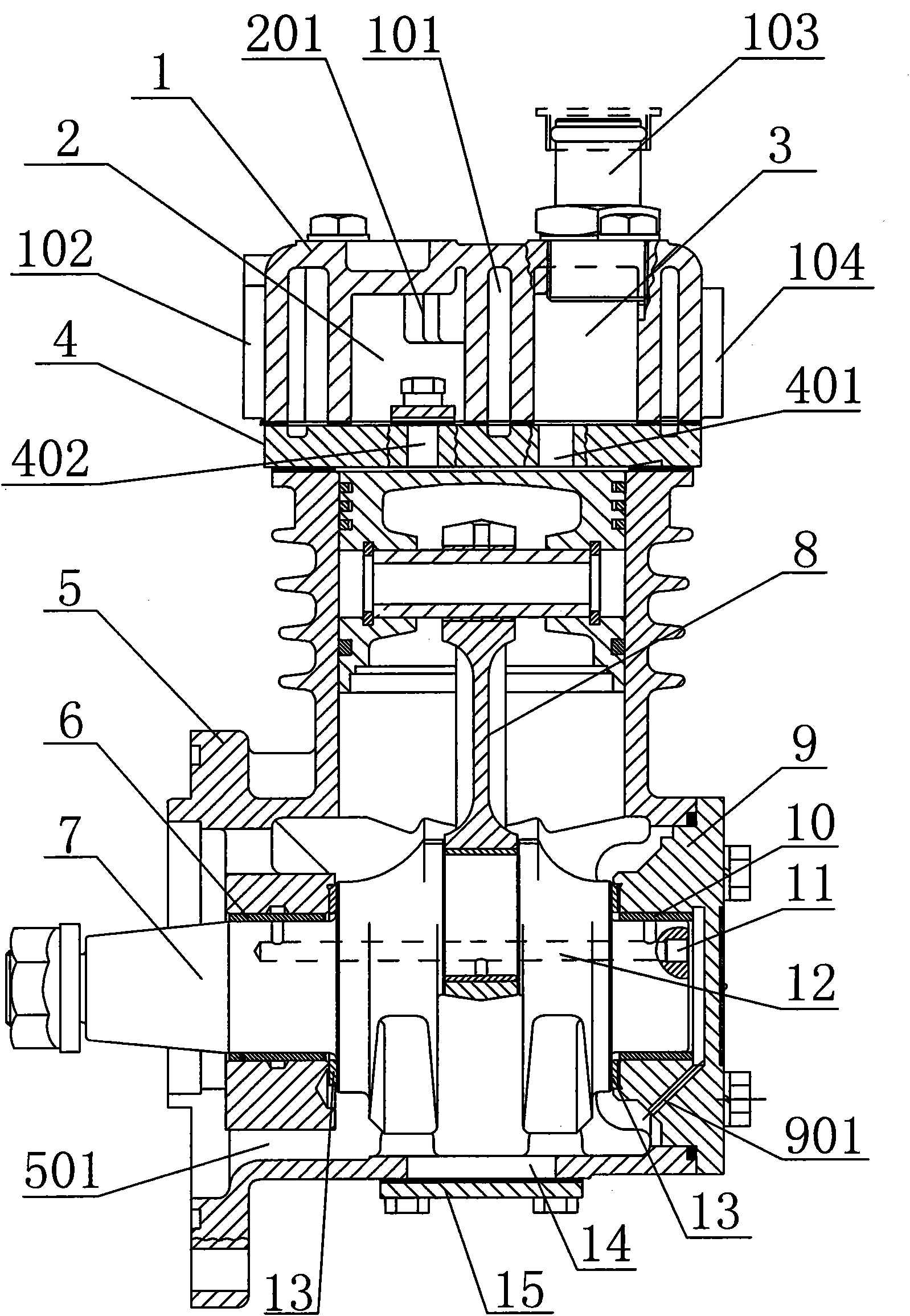 Energy-saving automobile water-cooling air compressor