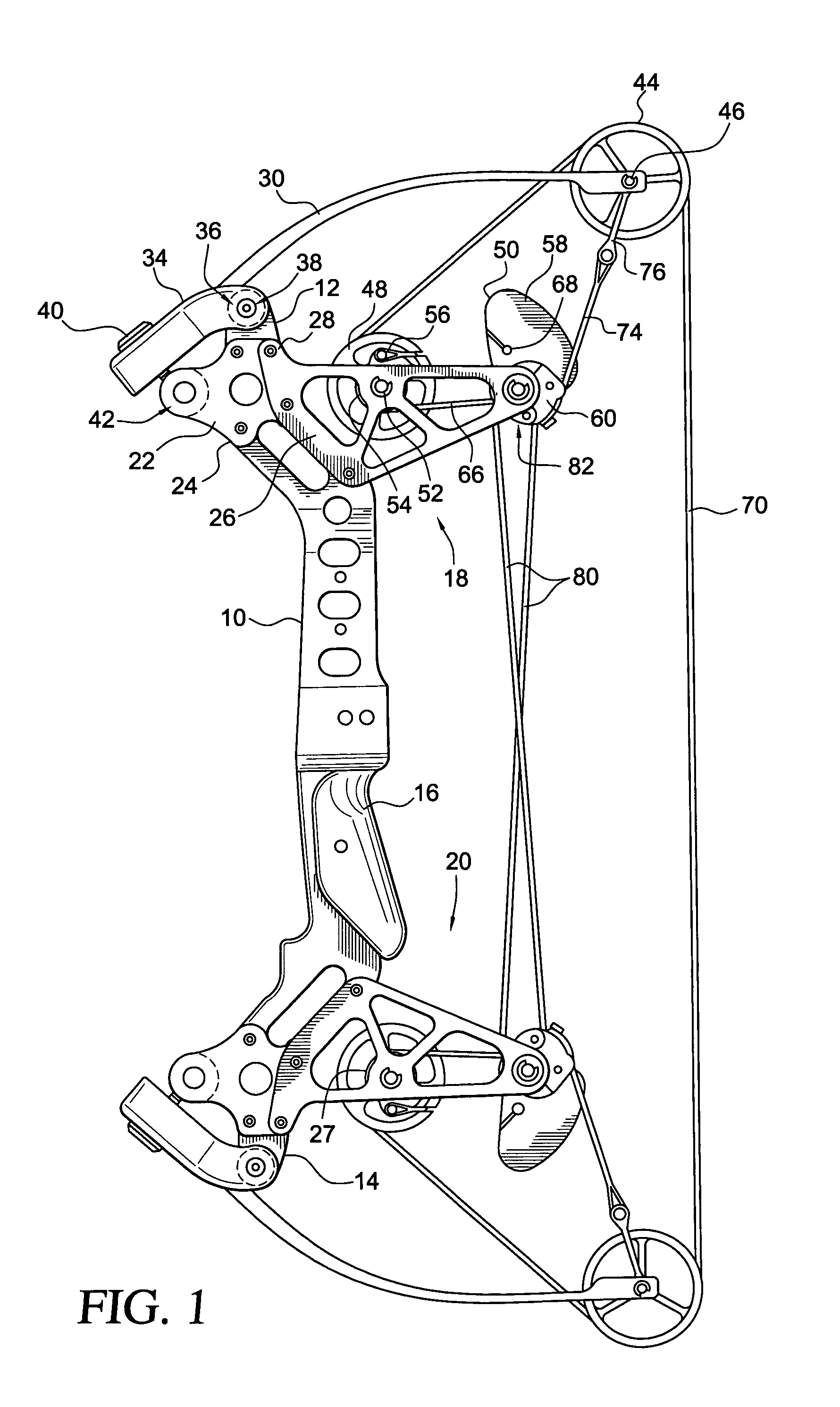 Compact archery compound bow with improved efficiency features