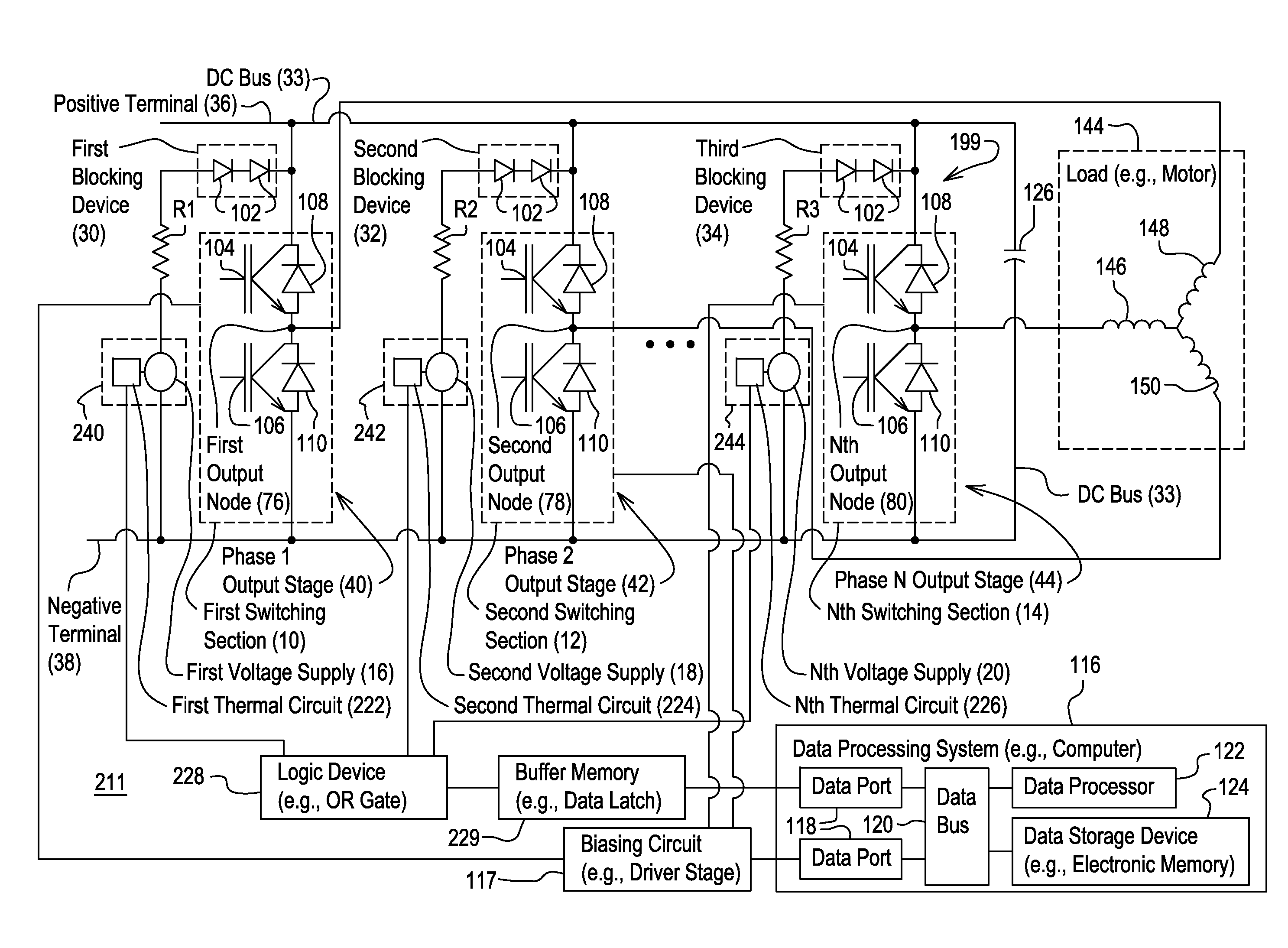 System for detecting a short circuit associated with a direct current bus