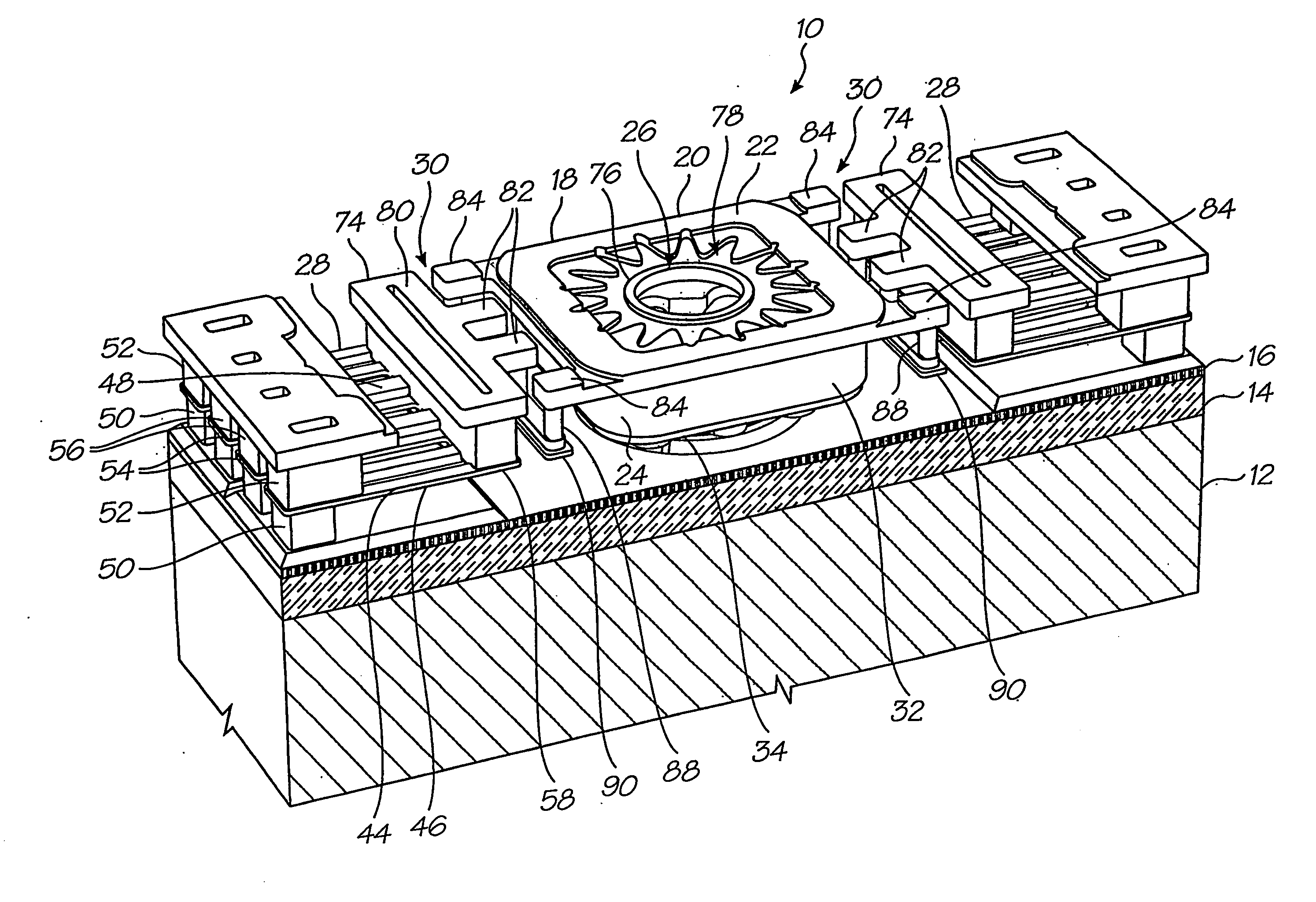 Symmetrically actuated ink ejection components for an ink jet printhead chip