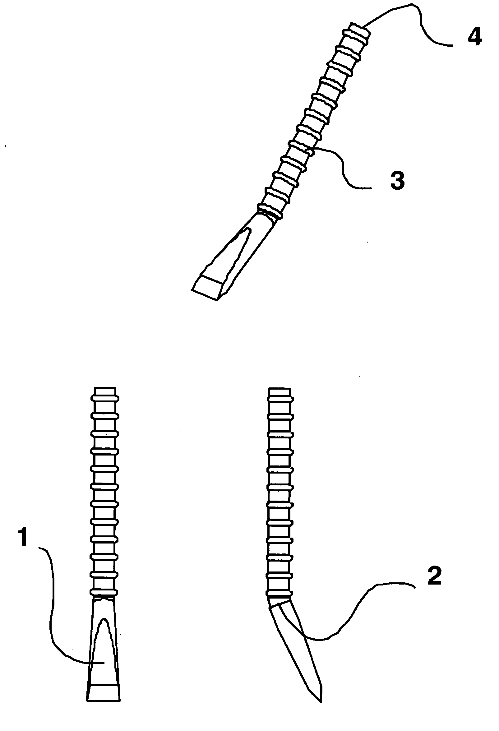 Chisels with angled heads and ribbed grip handles