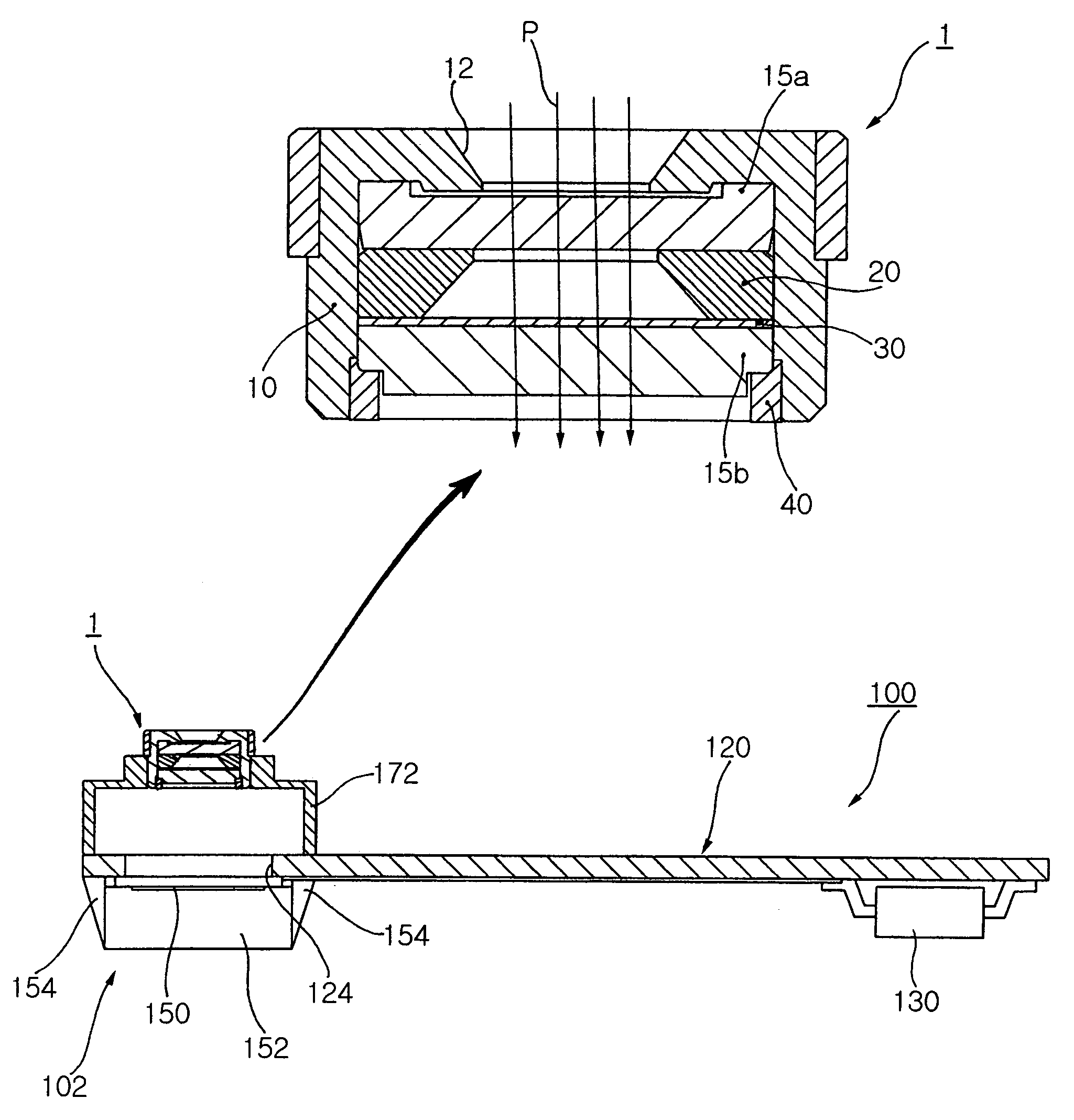 Lens unit used for camera module having optical filter therein