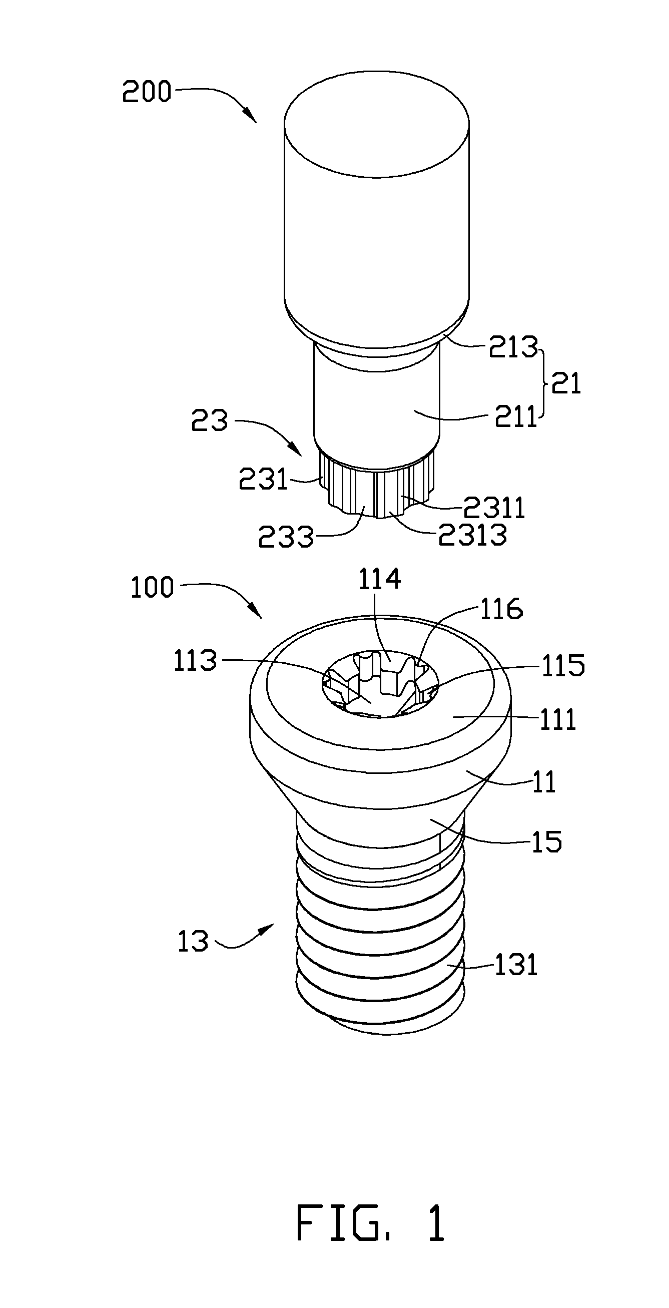 Fastener, driver engaging with the fastener and punch producing the fastener