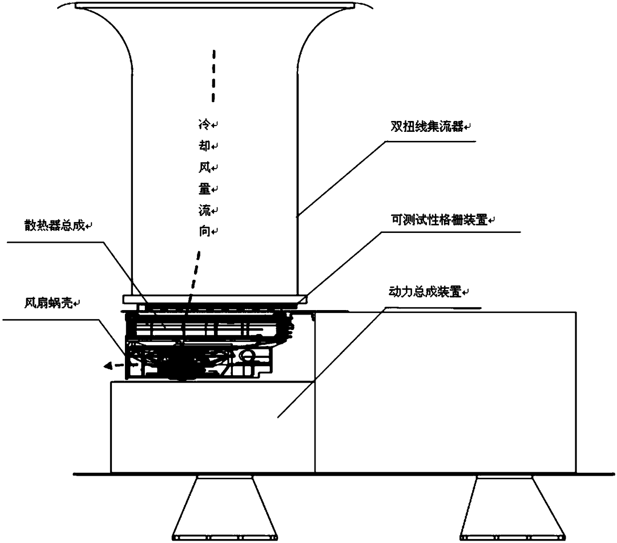 Special vehicle cooling air volume test device and method on basis of testable grating