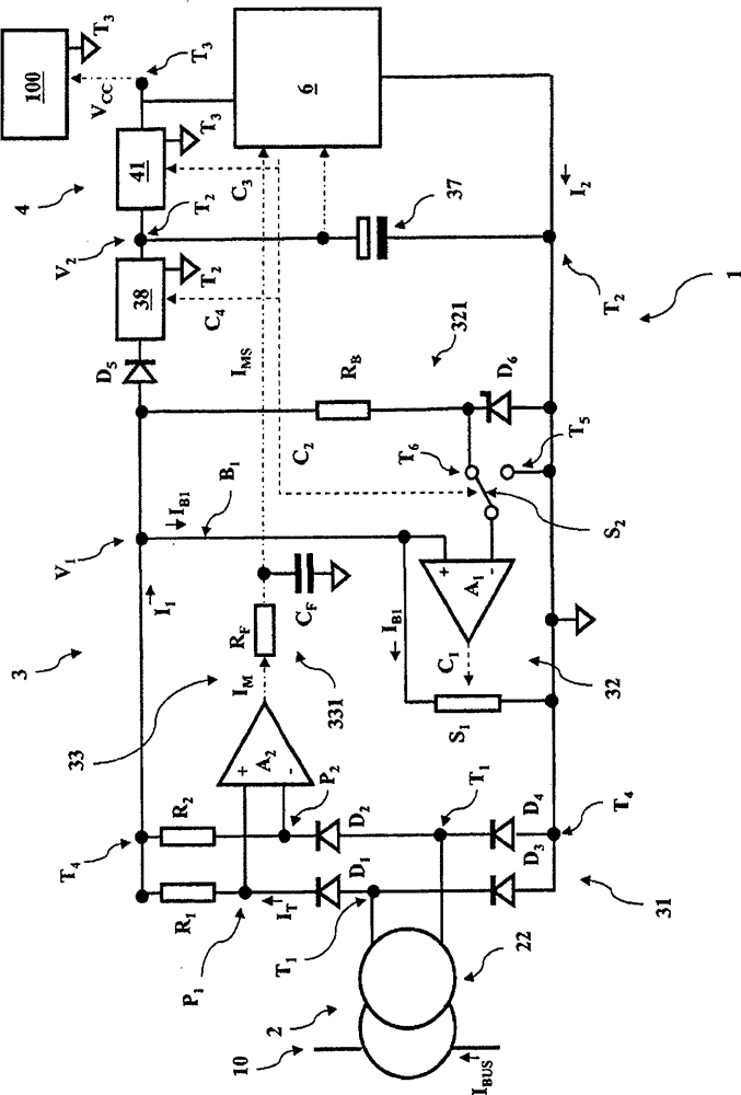 A power supply and measuring device for an intelligent electronic device