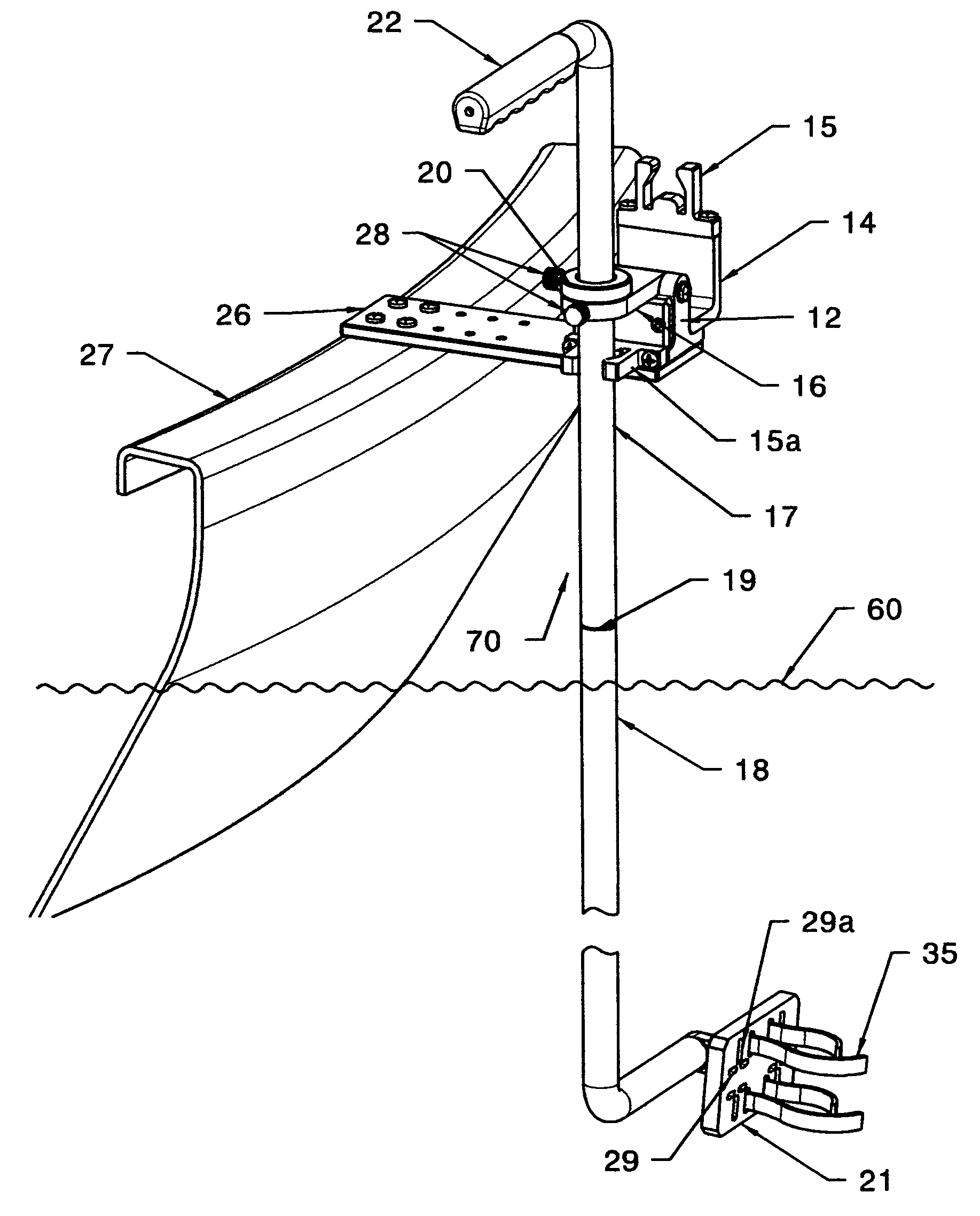 Apparatus for mounting underwater marine detection equipment on a waterborne vessel