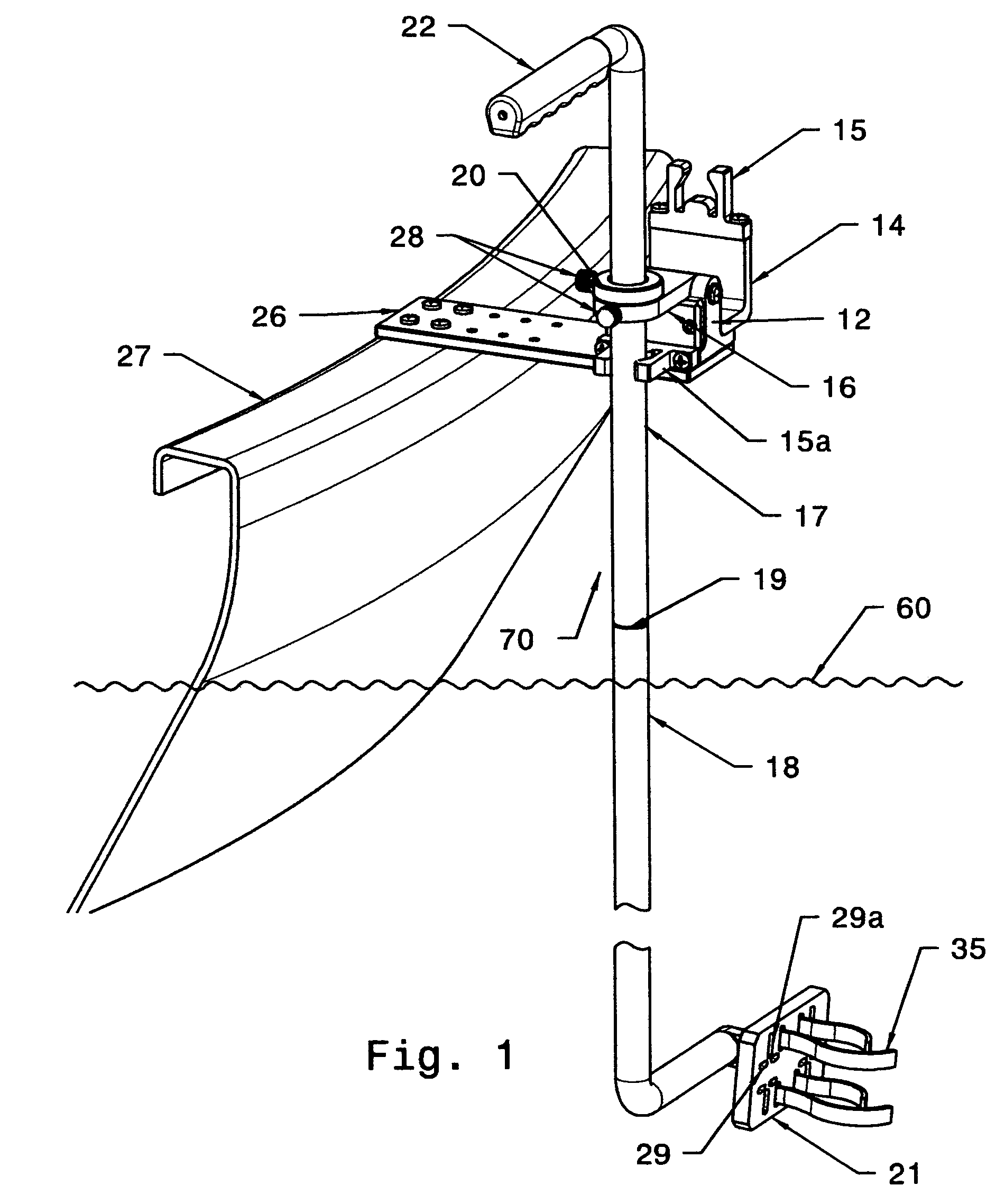 Apparatus for mounting underwater marine detection equipment on a waterborne vessel