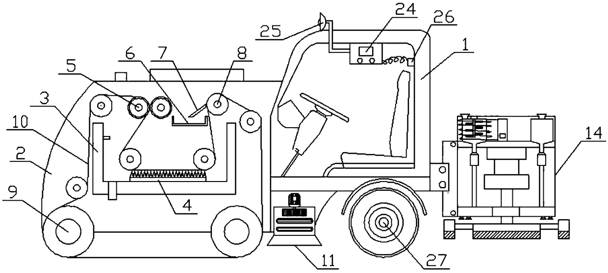 Floor scrubbing device for indoor basketball court