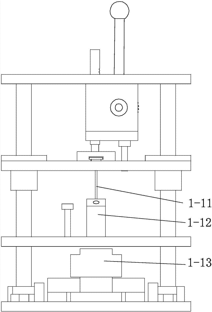 Nail pressing and bending device for rotary stretch bending type fishing hook hanging plate