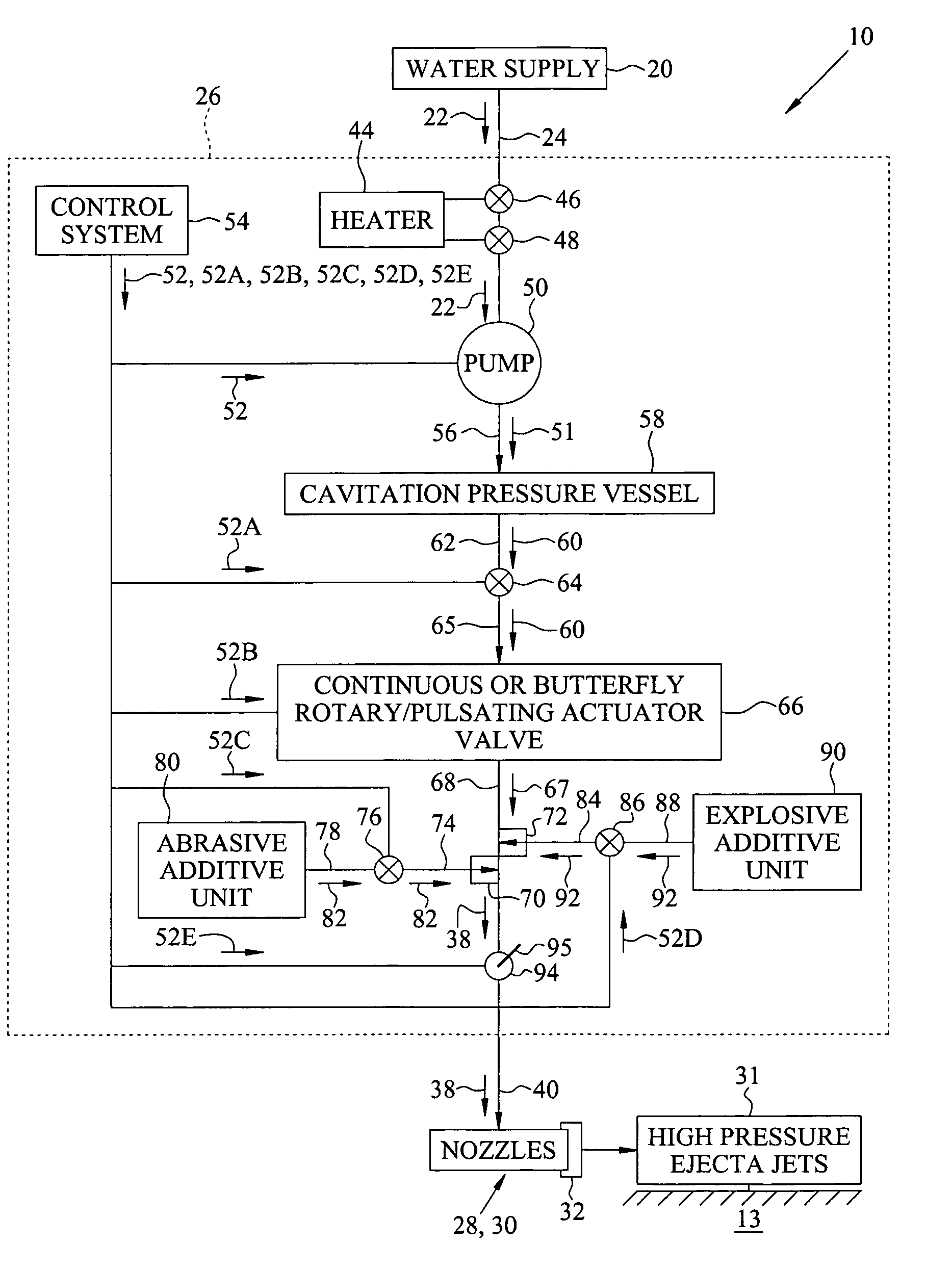 Cavitating explosively augmented water-jet mine cutter system