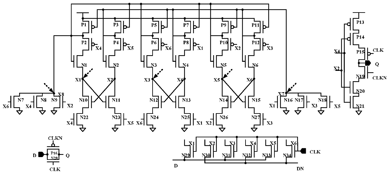 Three-node overturning resistant D latch for high-frequency circuit application