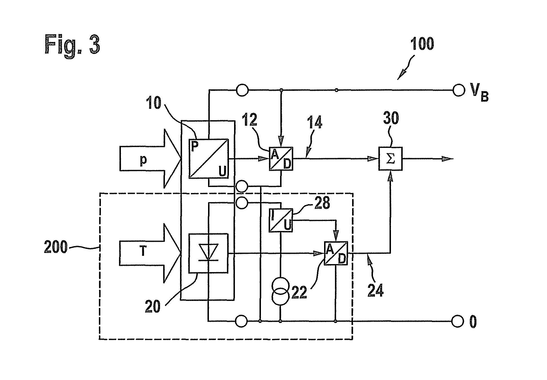 Temperature detection device having a diode and an analog-digital converter