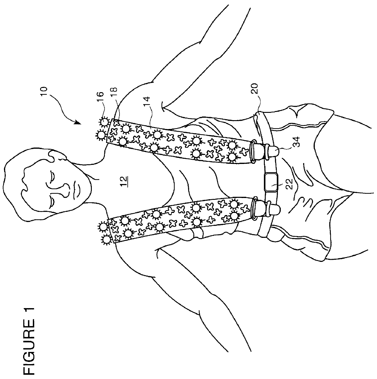 Personal lighted and reflective safety system with shoulder straps for pedestrians