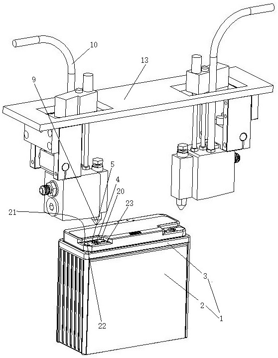 Battery pole gluing method and battery pole gluing mechanism