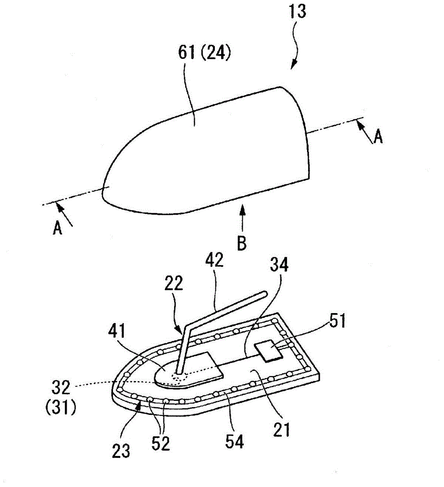 Antenna for vehicle with light-emitting bodies