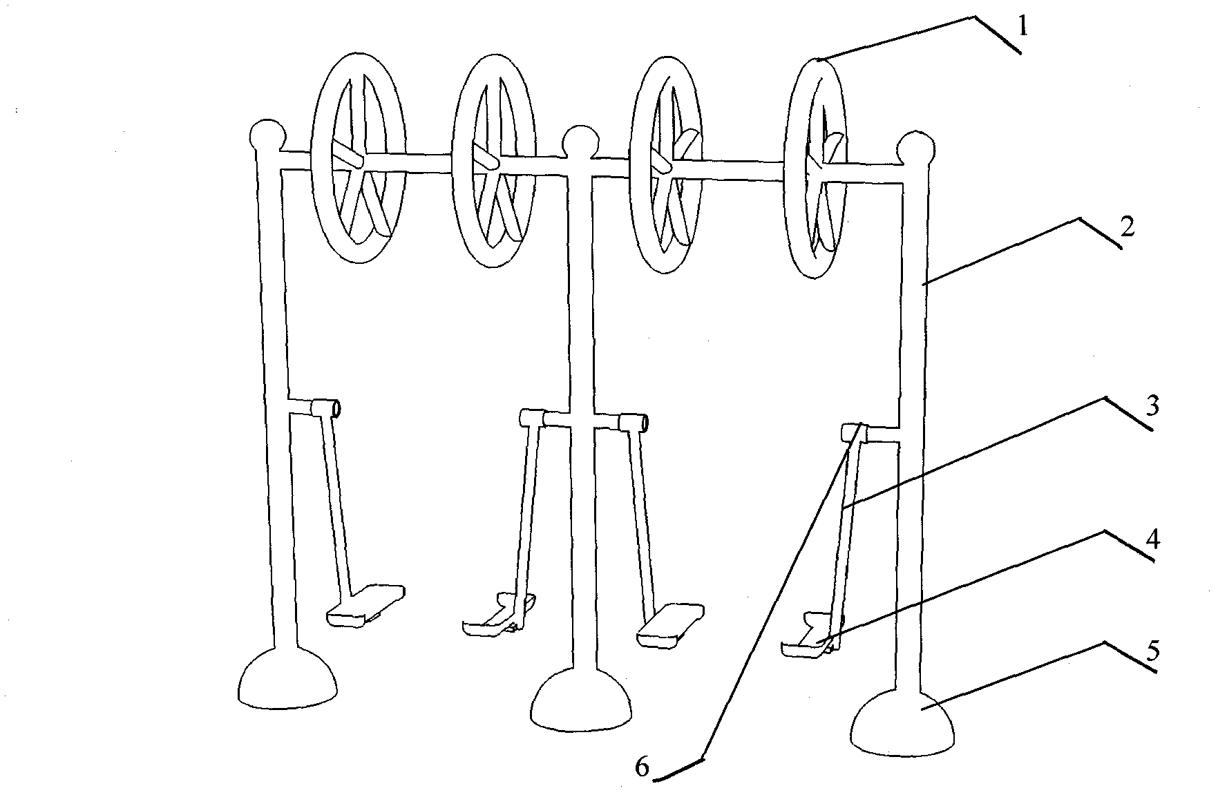 Turnplate leg swing device