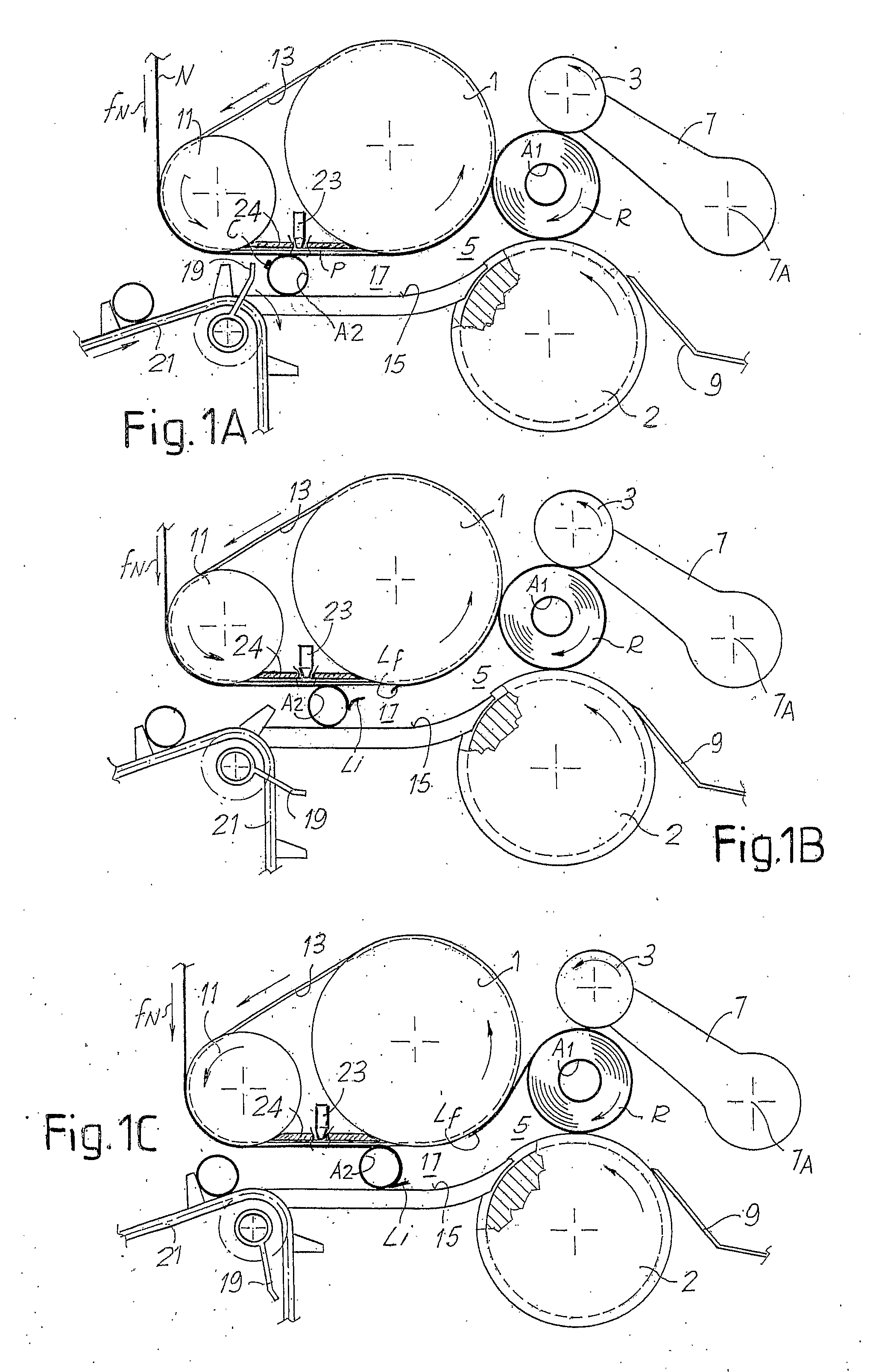 Rewinding Machine, Method for Producing Logs of Web Material