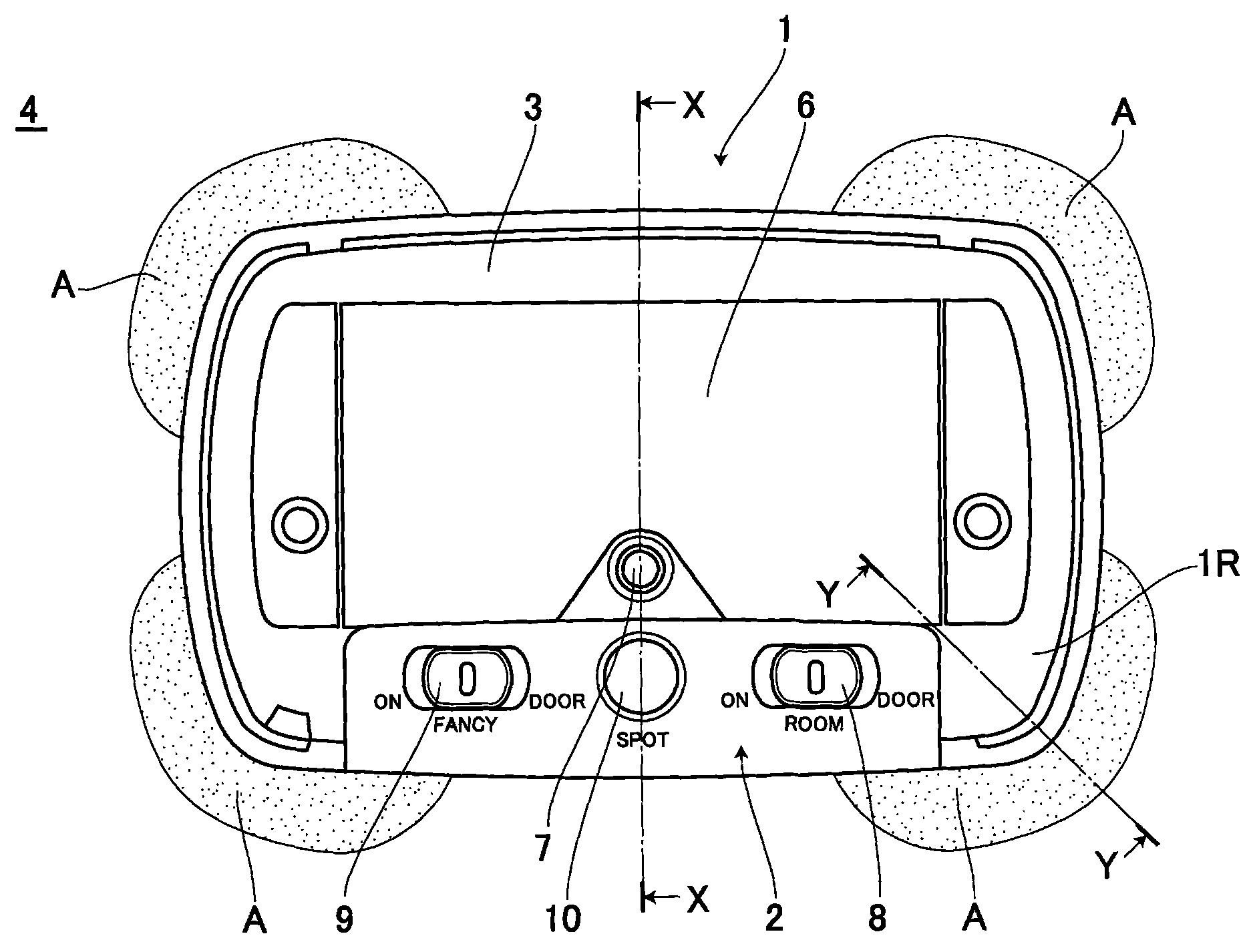 Lighting device in automobile compartment