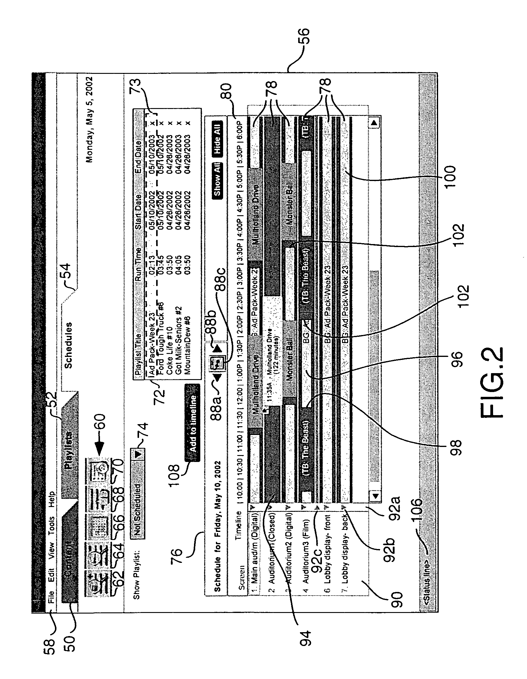 Scheduling between digital projection and film projection corresponding to a predetermined condition