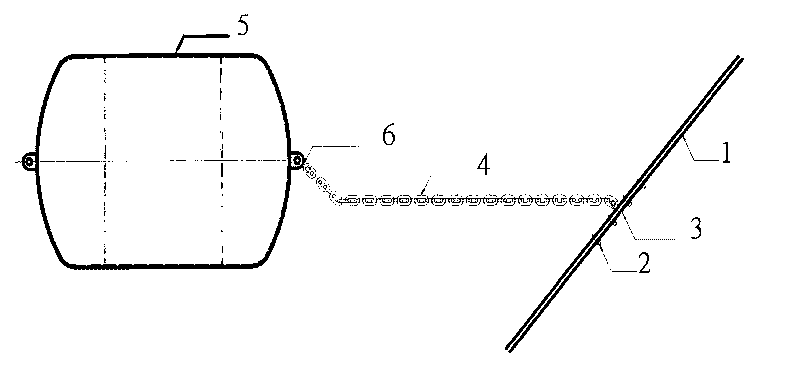 Operation method of anchoring type operating vessel when crossing over submarine facility during anchoring