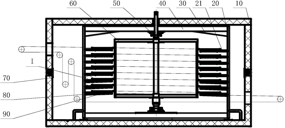 Spiral food heating, cooling or drying device and application thereof