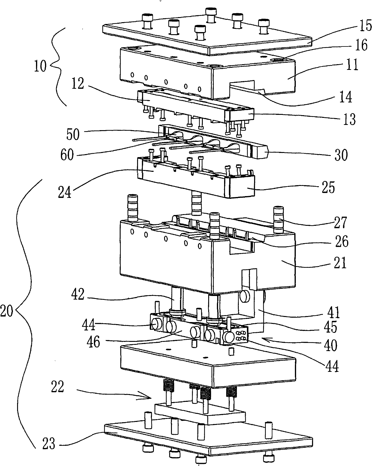 Vertical-type injection mold of improved plug