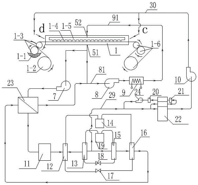 Heat pump and molecular sieve adsorption runner combined cycle organic solvent recovery device