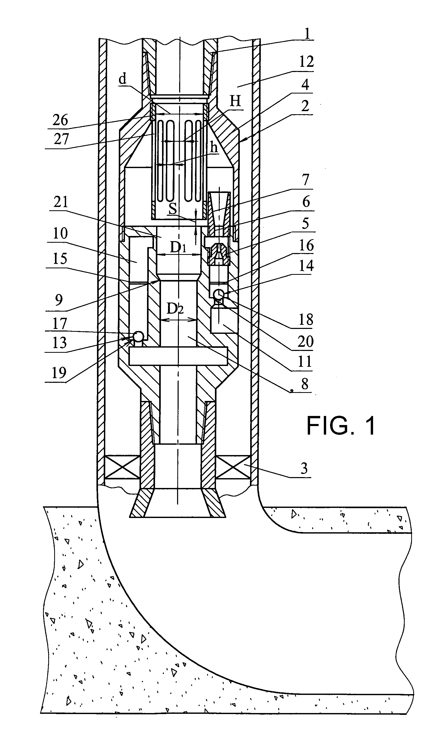 Bore-hole jet device for formation hydraulic fracturing and horizontal well examination and a method for the operation thereof