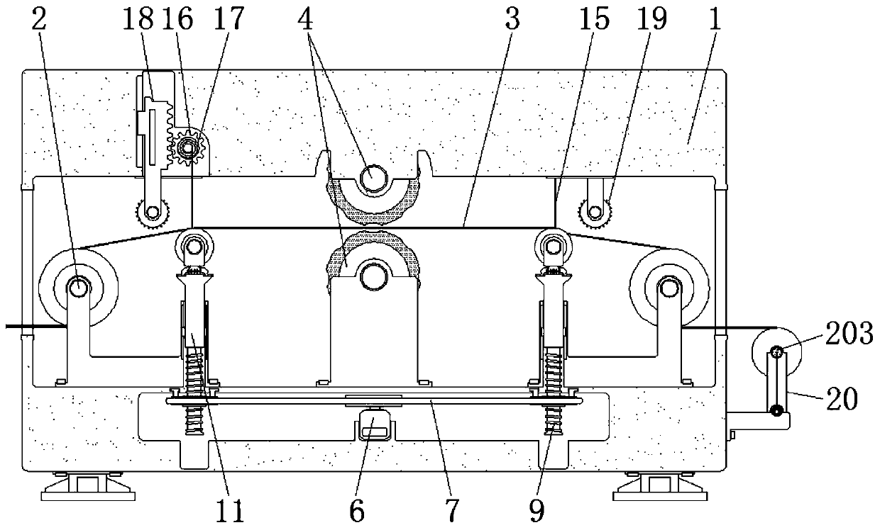 Double-side drape-proof ironing device with adjustable tensity for textile processing