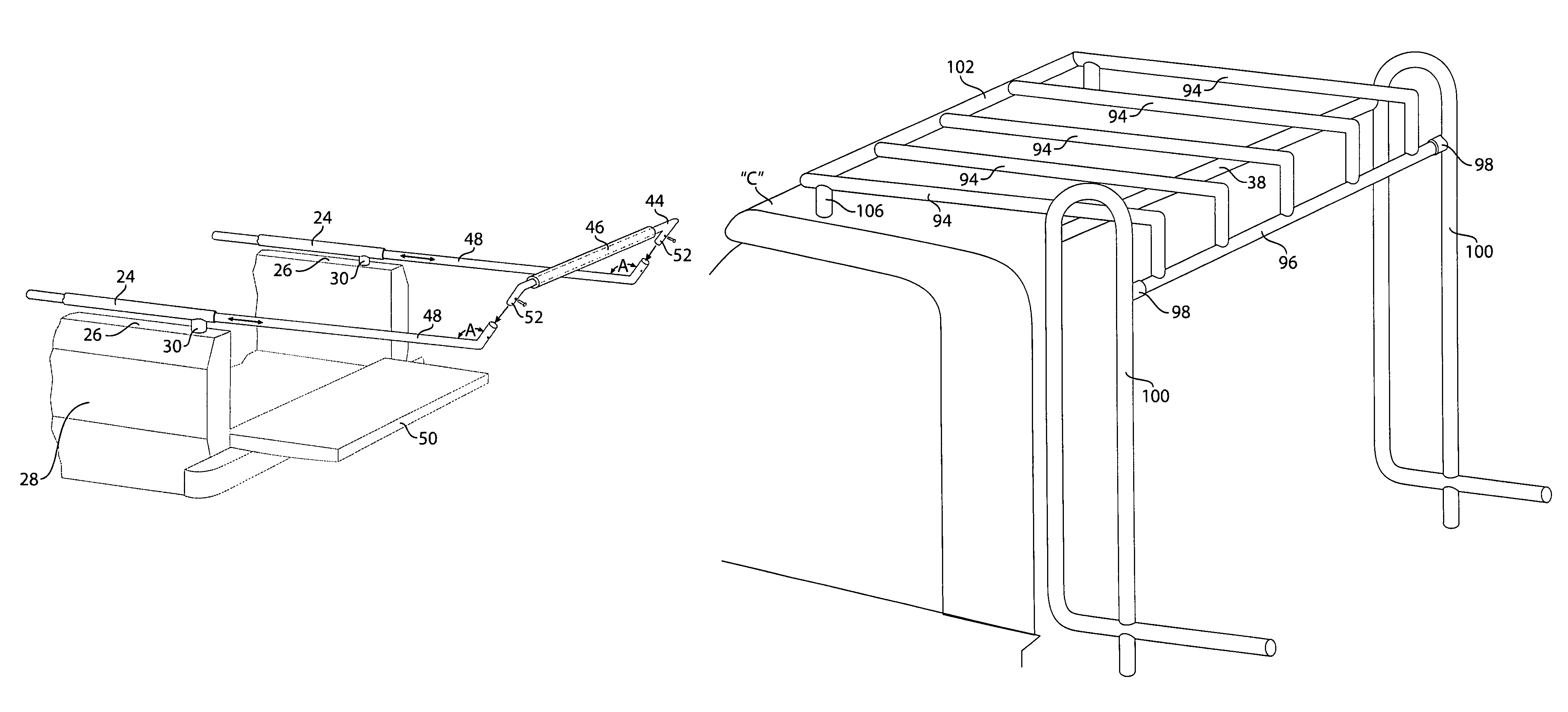 Adaptable support arrangement for a pickup truck