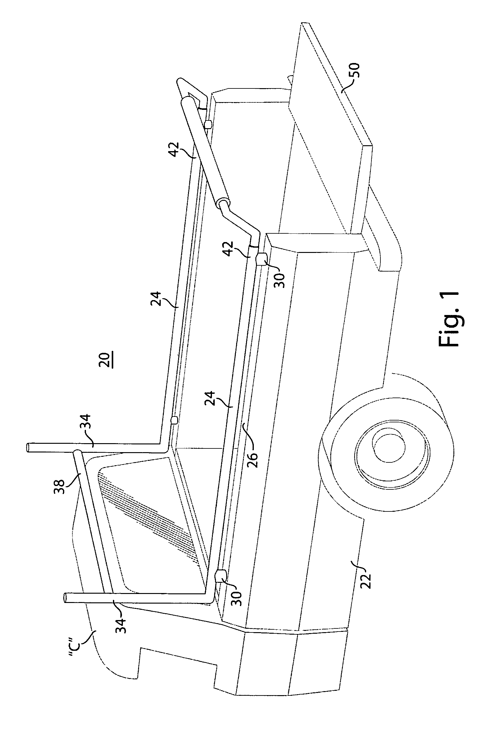 Adaptable support arrangement for a pickup truck