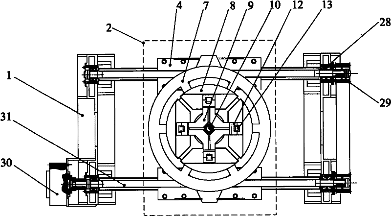 Outer-supporting expansion work piece clamping device used for spin forming of large rotating body section piece