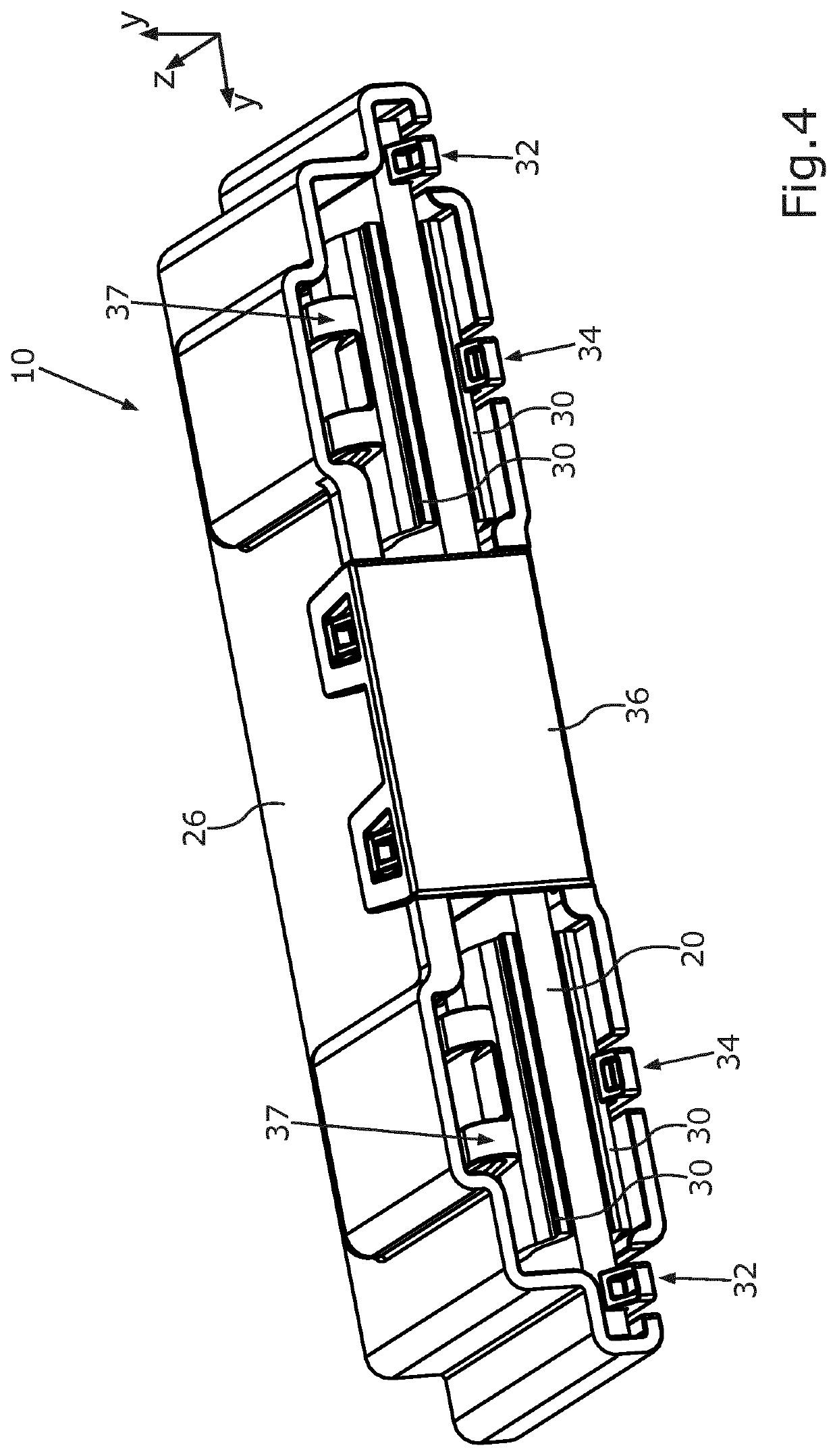 Pluggable Module Connector and Method for Electrically Conductively Connecting At Least Two Battery Modules