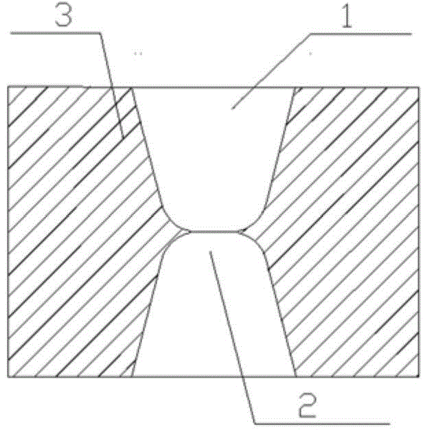 Hourglass type pore channel nuclear pore filtering film and preparation method thereof