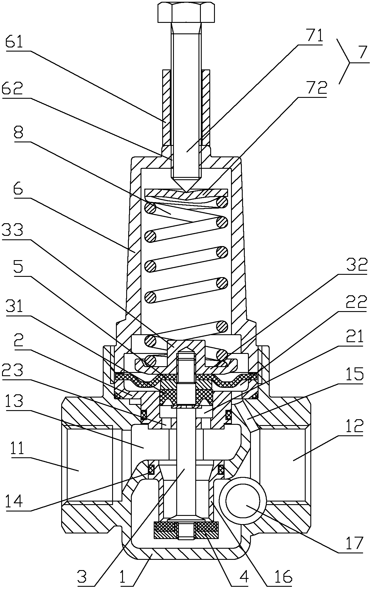 Adjustable high-flexibility low-pressure and stable-pressure pressure reducing valve