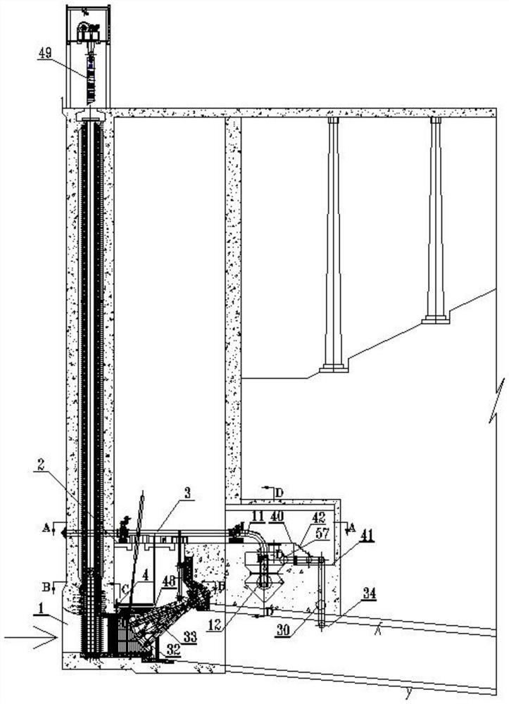 Energy dissipation and flow control device for discharging ecological flow and gate water filling and pressure balancing