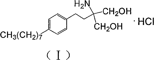 Method for preparing 2-P-octyl-phenenl-2-amino-propanediol hydrochloride