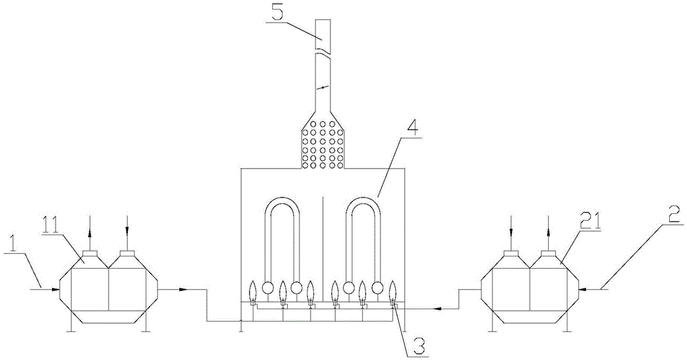 Tube heating furnace low-calorific value fuel gas stable combustion method