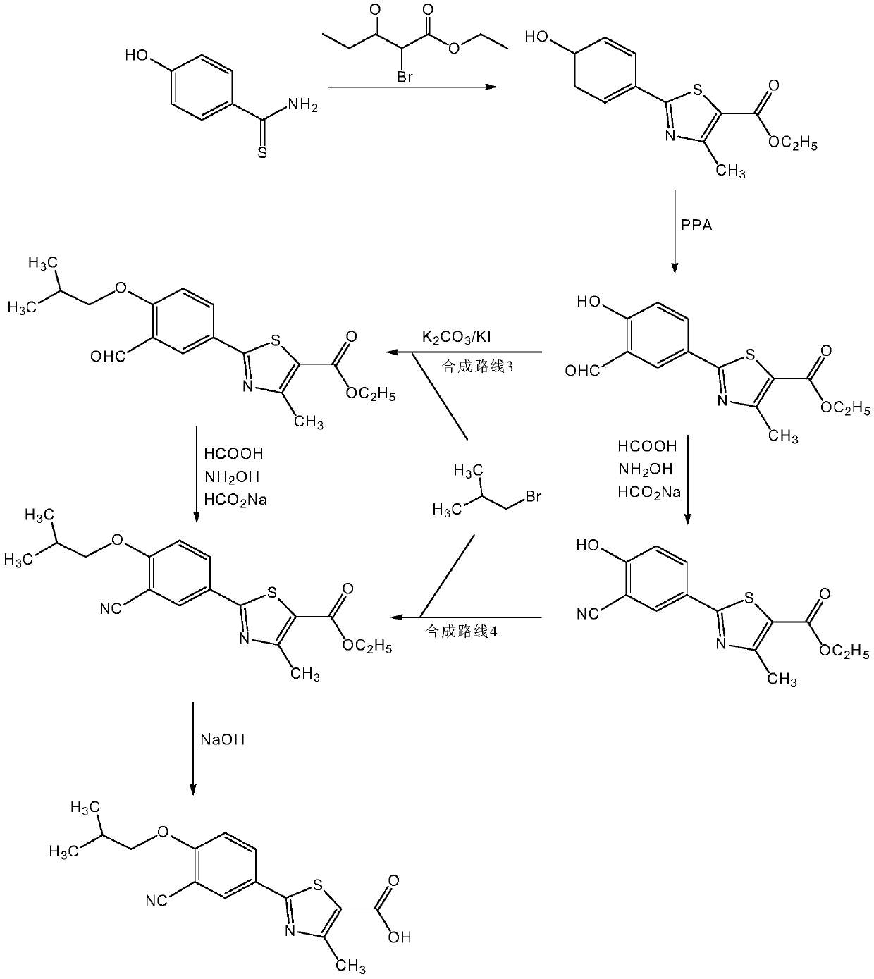 Method for synthesizing febuxostat and intermediate thereof