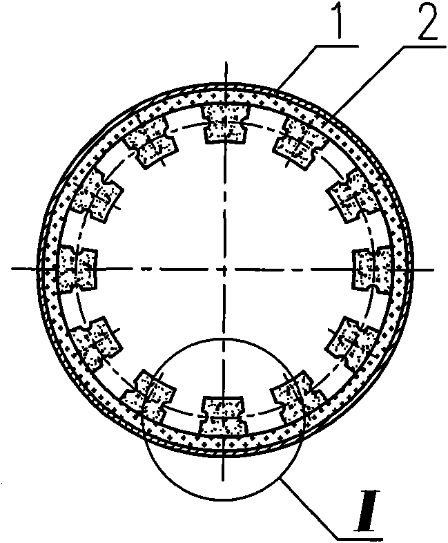 Carbon-calcining rotary kiln lining and second tuyere structure thereof