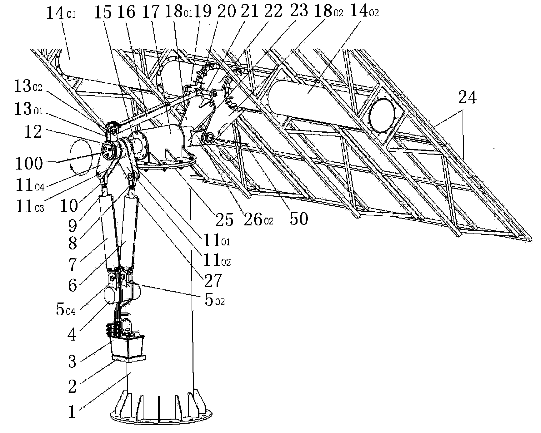 Hydraulic drive mechanism of heliostat