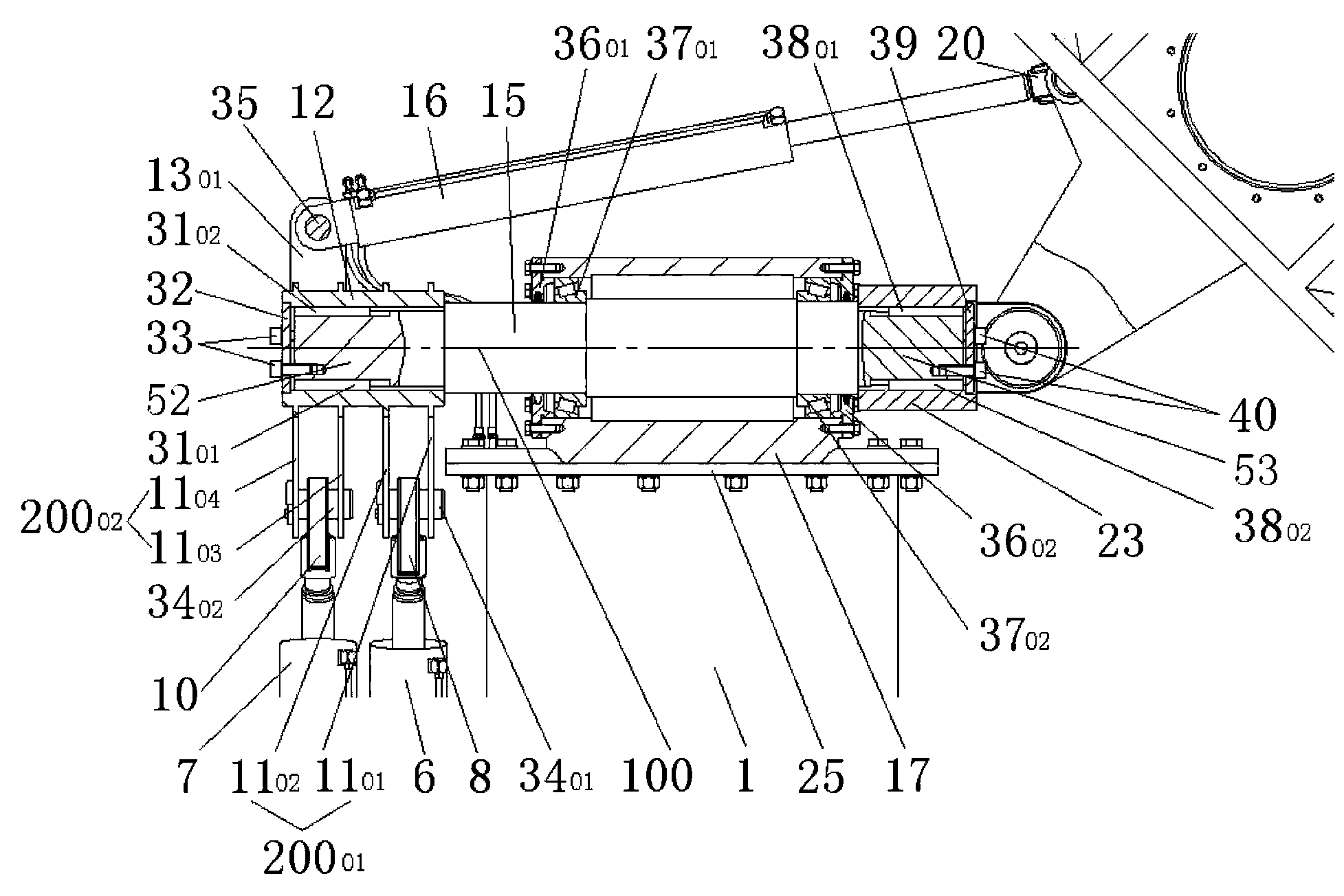 Hydraulic drive mechanism of heliostat