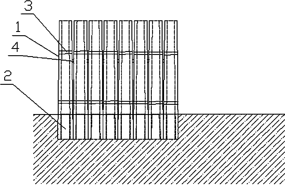 Flood control structure by aid of concrete poles