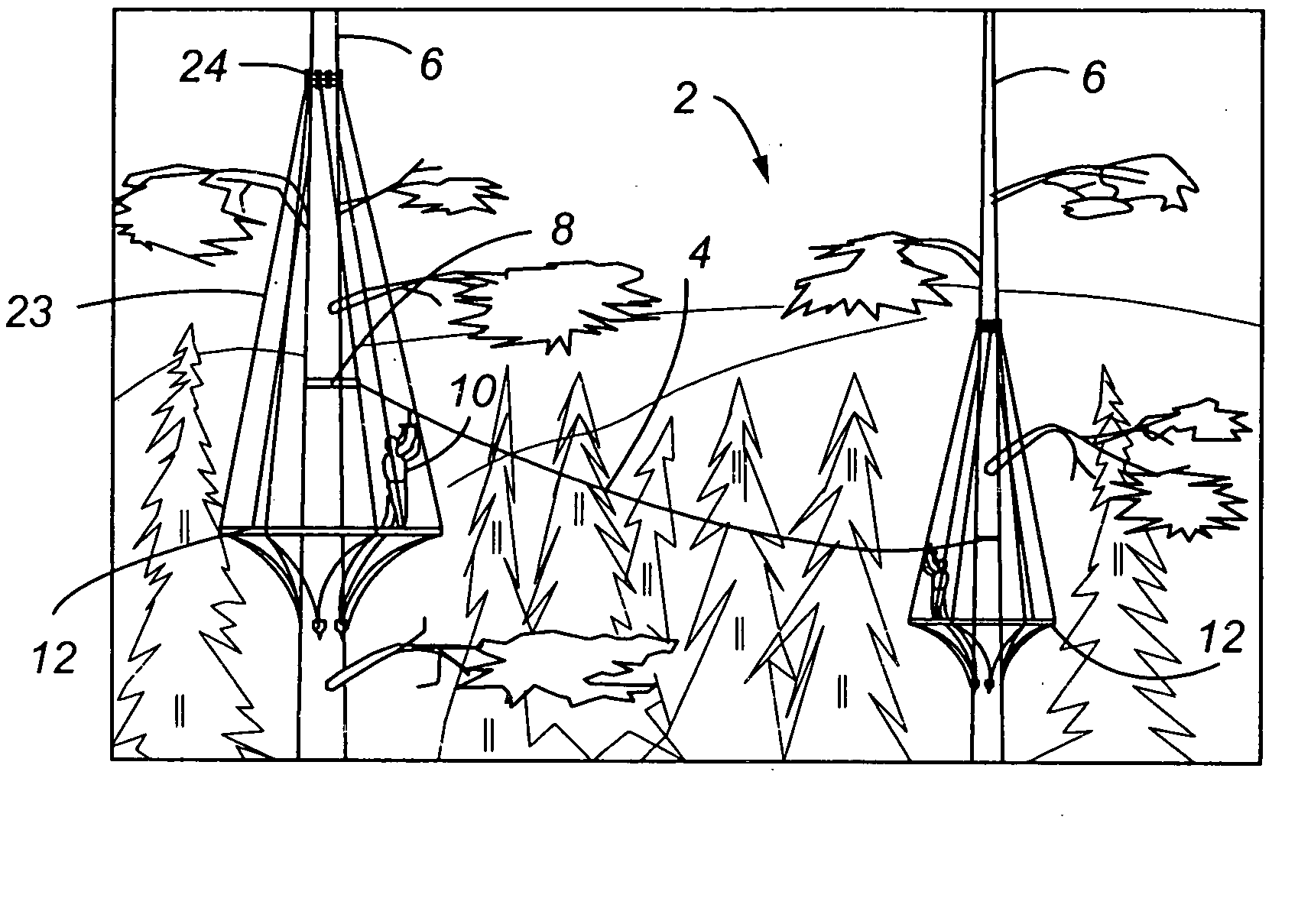 Method and system for transporting a person between a plurality of fixed platforms