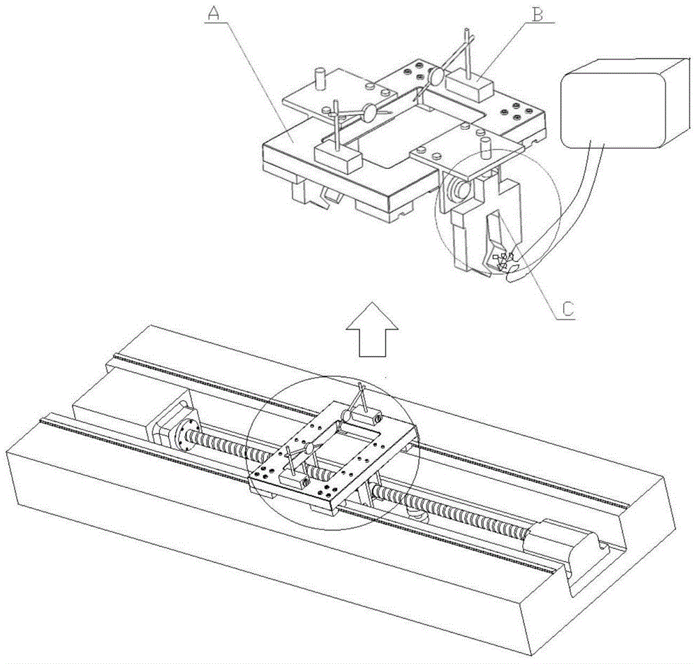 A special frame for adjusting the position of the hanging beam screw to the guide rail