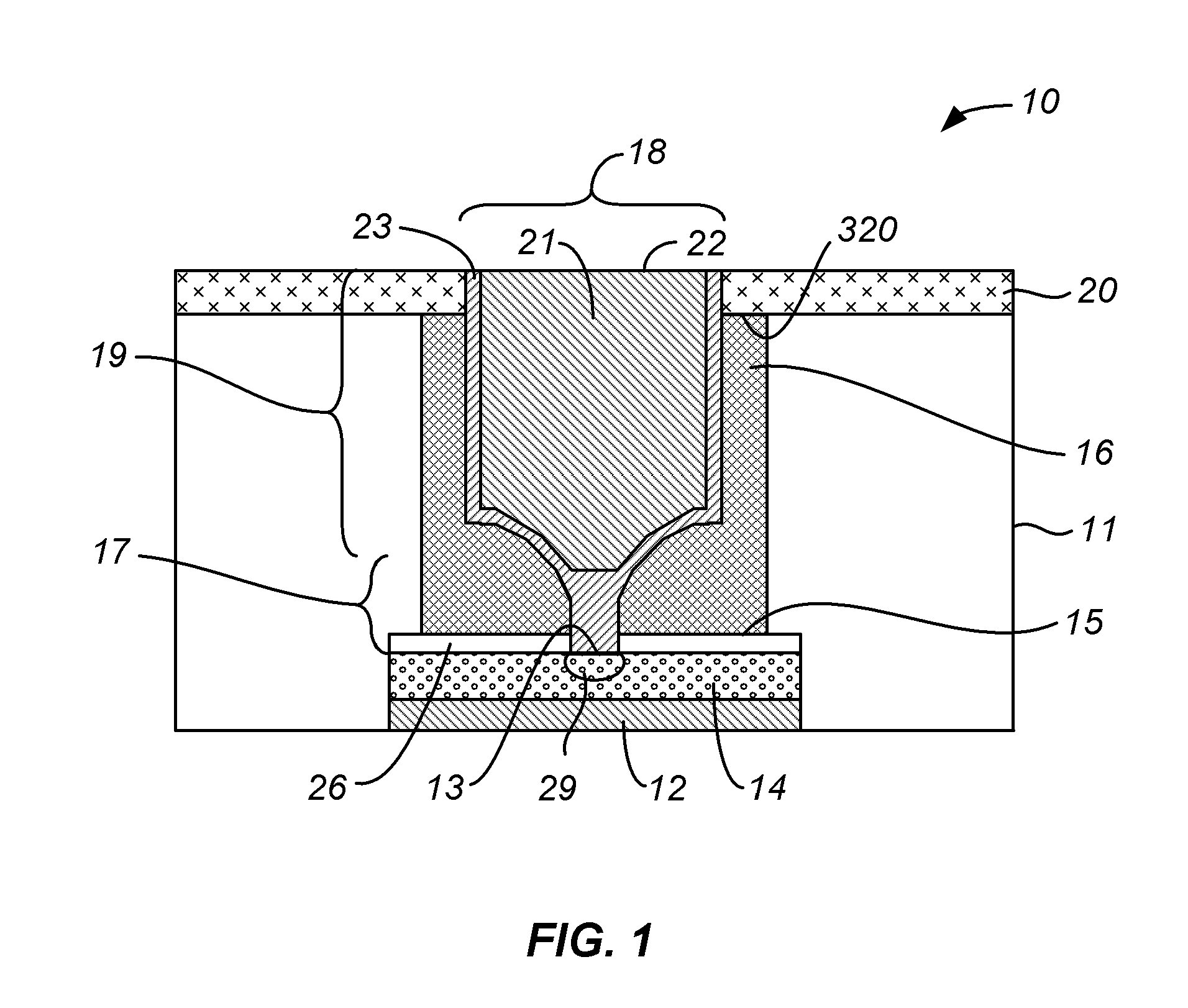 Memory device having wide area phase change element and small electrode contact area