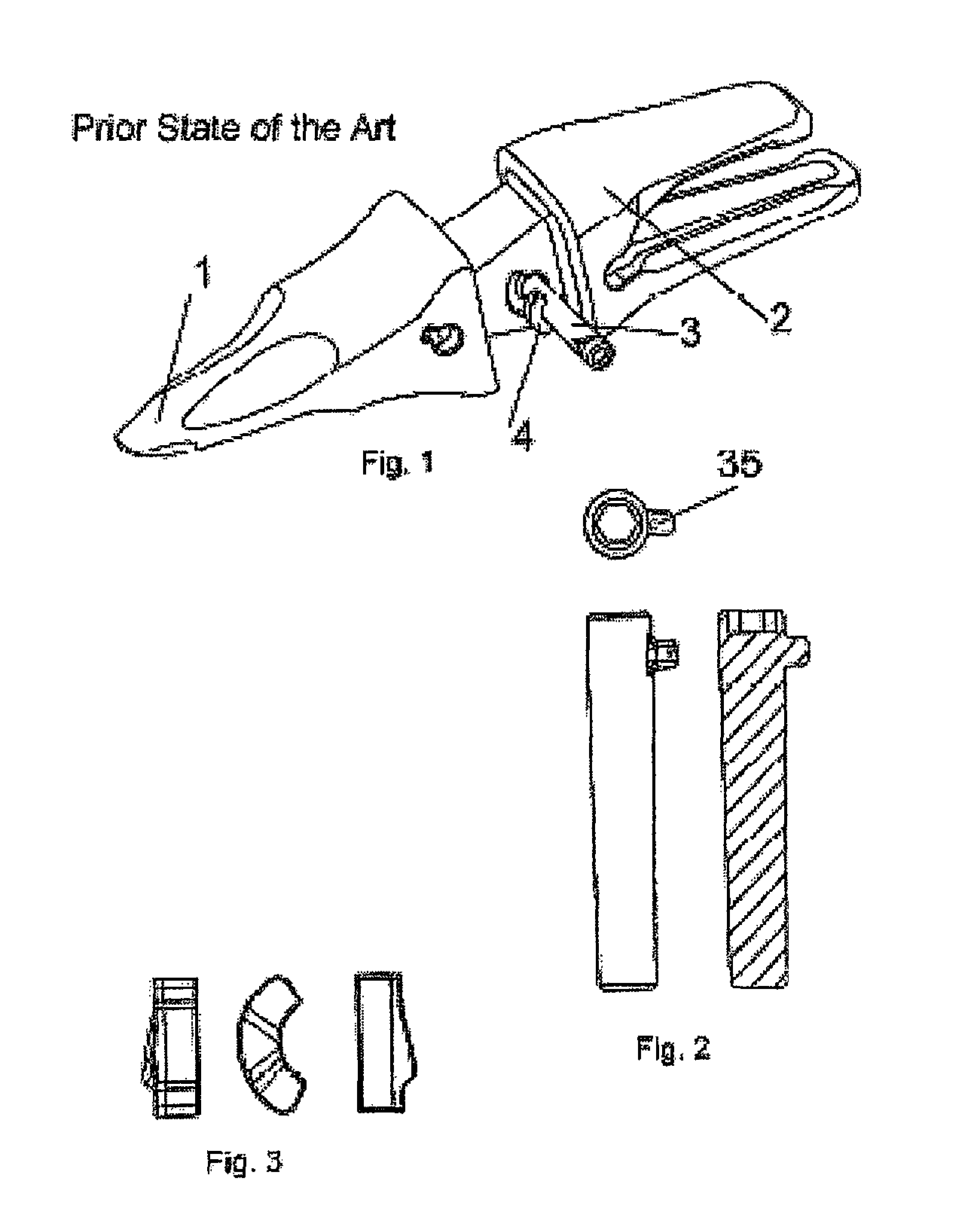 Detachable fastening system between a male piece and a female piece, pin and female piece