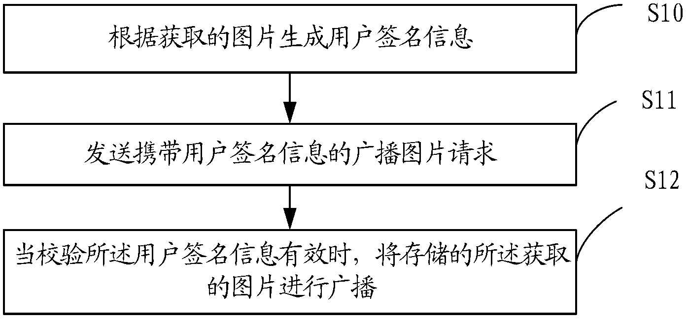 Method, system and broadcasting server for broadcasting user pictures