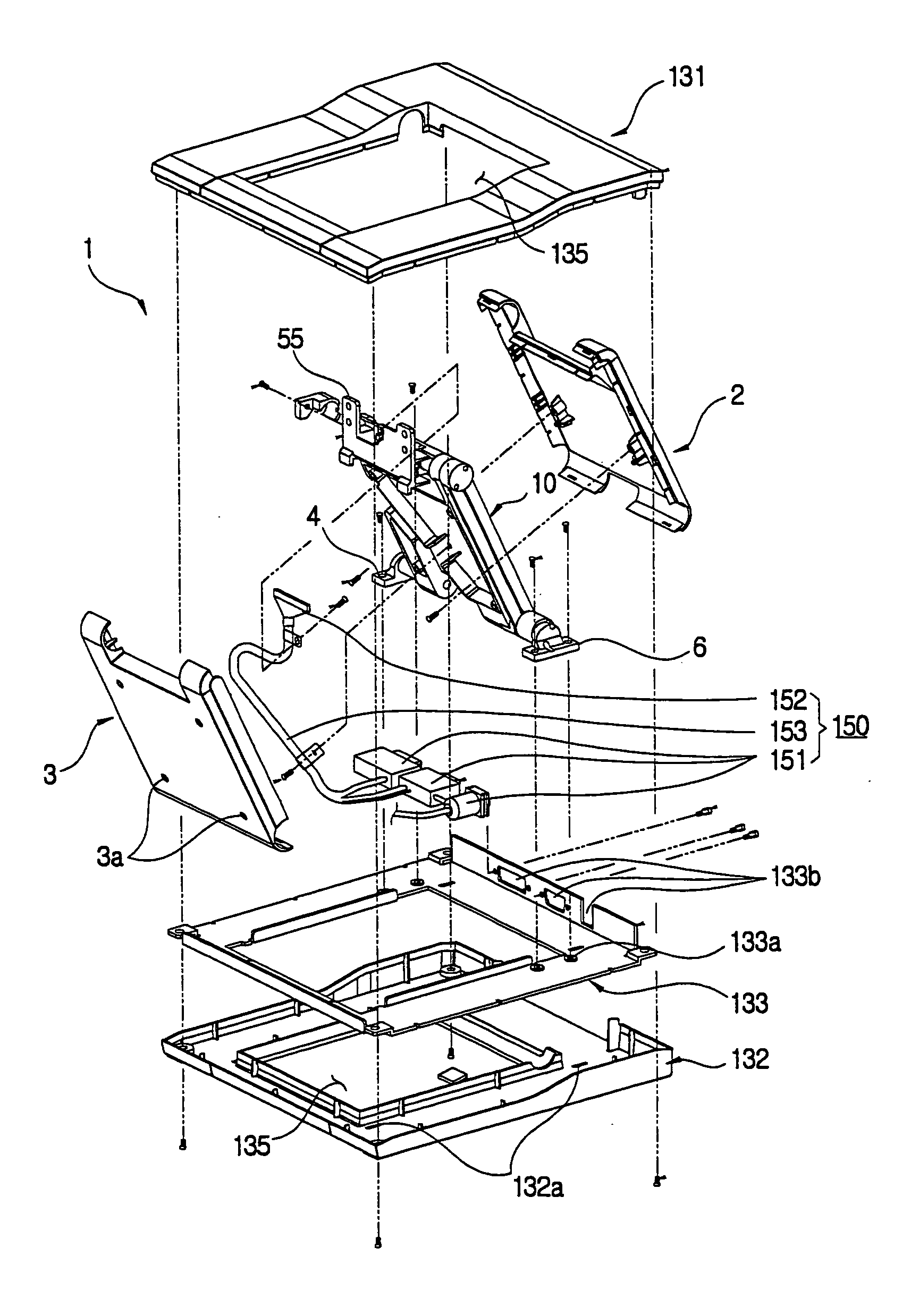 Monitor improved in a tilting and combining structure